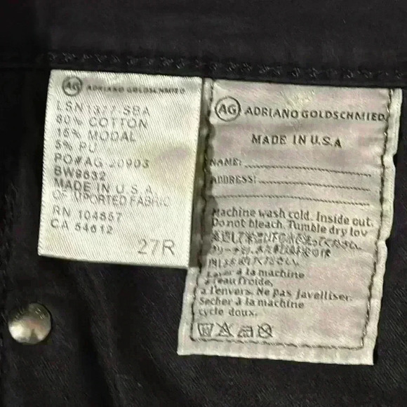 AG Adriano Goldschmeid the Stevie Ankle Slim Straight Leg Jean Black size 27R - Picture 7 of 9